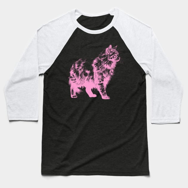 Pink cat for cat lovers Baseball T-Shirt by obsession tees